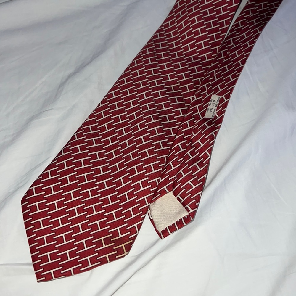 Hermes 100% Silk Red Tie